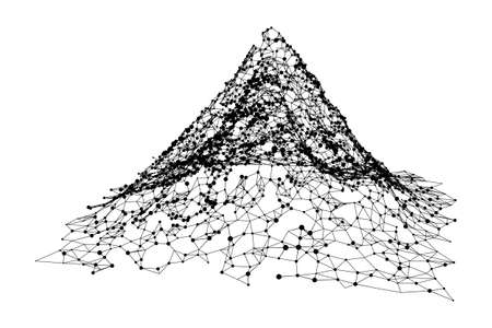 Wireframe terrain vector background. Cyberspace landscape grid technology illustrationのイラスト素材