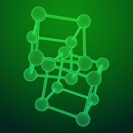 Wireframe Mesh Molecule Grid. Connection Structure. Low poly vector illustration. Science and medical healthcare conceptのイラスト素材