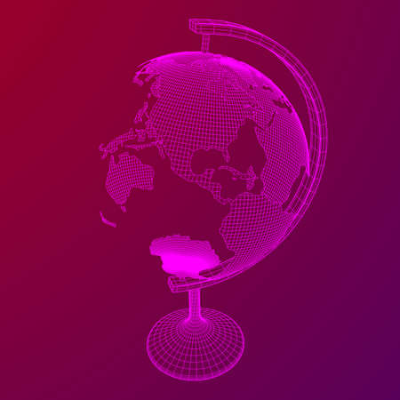 Globus school concept. Wireframe low poly mesh vector illustrationのイラスト素材