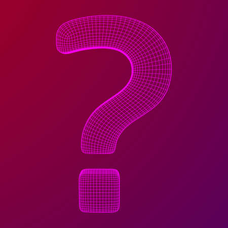 Question mark abstract model line and composition digitally drawn. Wireframe low poly mesh vector illustrationのイラスト素材