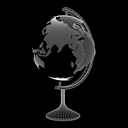 Globus school concept. Wireframe low poly mesh vector illustrationのイラスト素材