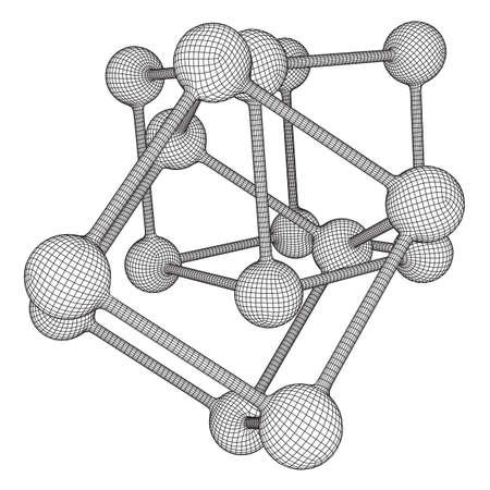 Wireframe Mesh Molecule Grid. Connection Structure. Low poly vector illustration. Science and medical healthcare conceptのイラスト素材