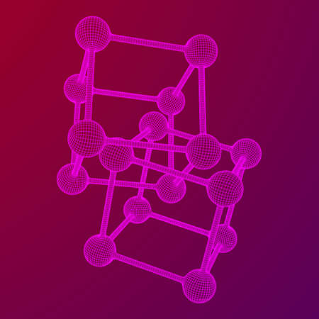 Wireframe Mesh Molecule Grid. Connection Structure. Low poly vector illustration. Science and...