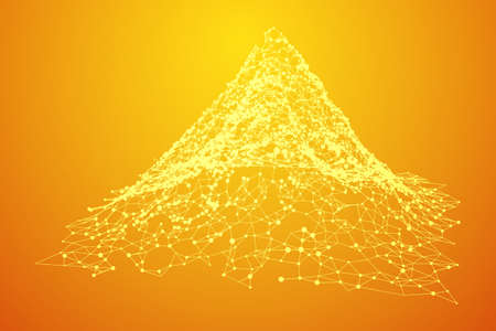 Wireframe terrain vector background. Cyberspace landscape grid technology illustrationのイラスト素材