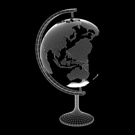 Globus school concept. Wireframe low poly mesh vector illustrationのイラスト素材