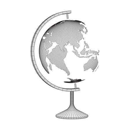 Globus school concept. Wireframe low poly mesh vector illustrationのイラスト素材