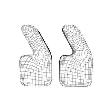 Quote comma sign abstract model line and composition digitally drawn. Wireframe low poly mesh vector illustrationのイラスト素材