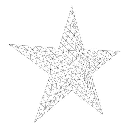 Five-pointed star. Abstract model wireframe low poly mesh vector illustrationのイラスト素材