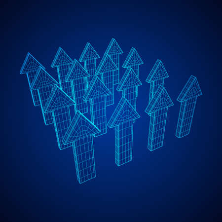 Arrow wireframe low poly mesh vector illustrationの写真素材