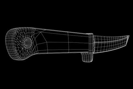 Blade tactical combat hunting survival bowie knife. Model wireframe low poly mesh vector illustrationのイラスト素材