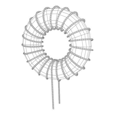 Toroidal Coil Inductor wireframe low poly mesh vector illustrationのイラスト素材