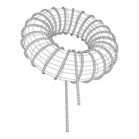 Toroidal Coil Inductor wireframe low poly mesh vector illustrationのイラスト素材