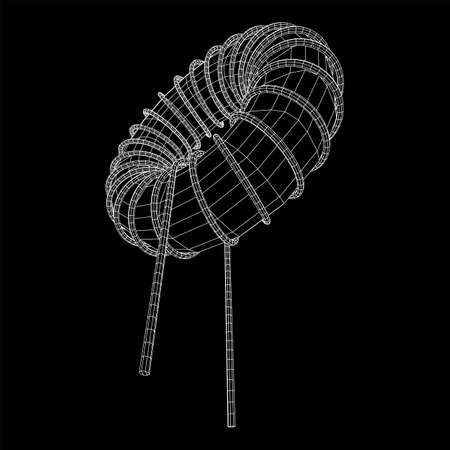 Toroidal Coil Inductor wireframe low poly mesh vector illustrationのイラスト素材
