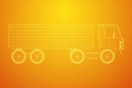 Truck or lorry car. Cargo vehicle model wireframe low poly mesh vector illustrationのイラスト素材