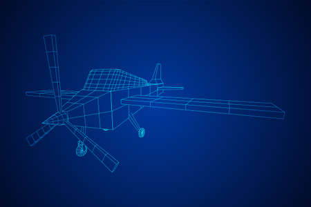 Plane Abstract polygonal wireframe airplane. Travel aircraft, tourism and vacation concept. Wireframe low poly mesh vector illustrationのイラスト素材