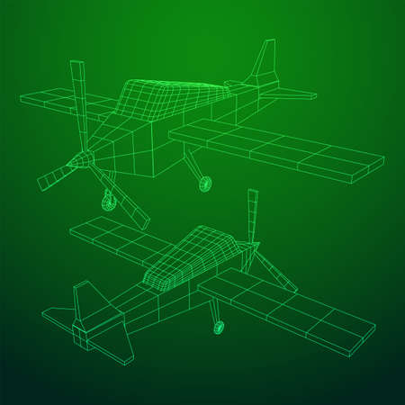 Plane Abstract polygonal wireframe airplane. Travel aircraft, tourism and vacation concept. Wireframe low poly mesh vector illustrationのイラスト素材