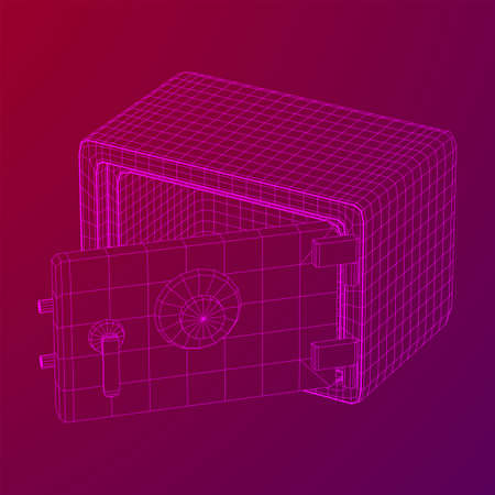 Metal bank vault safe. Wireframe low poly mesh vector illustrationのイラスト素材