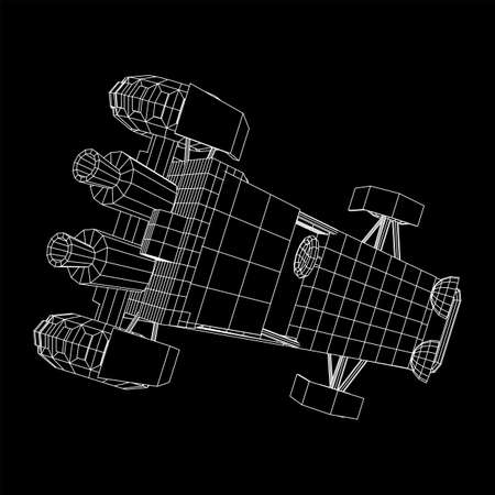 Off road dune buggy car. Terrain vehicle. Outdoor car racing, extreme sport oncept. Wireframe low poly mesh vector illustrationのイラスト素材