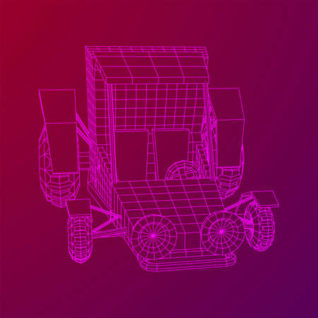 Off road dune buggy car. Terrain vehicle. Outdoor car racing, extreme sport oncept. Wireframe low poly mesh vector illustrationのイラスト素材