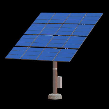 Solar energy panel. 3d render illustration on black background.
