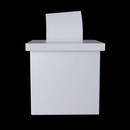 Blank election box ballot campaign mockup. Casting vote concept 3d render on black backgroundの写真素材