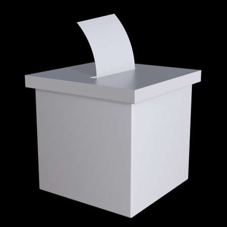 Blank election box ballot campaign mockup. Casting vote concept 3d render on black backgroundの写真素材