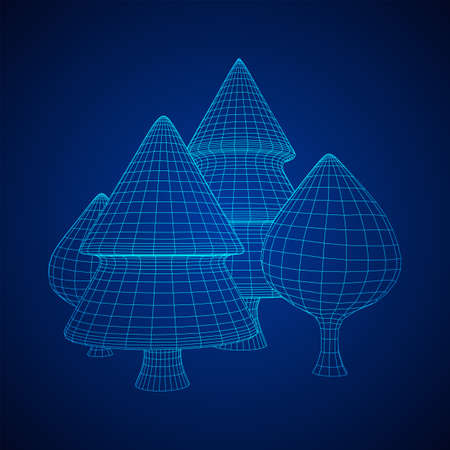 Mesh image of trees. Low poly background. Eco vector. Wireframe low poly mesh vector illustrationのイラスト素材