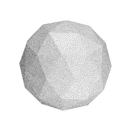 Dotwork Halftone low poly style geometrical object on white background. Engraving Vector Illustration.のイラスト素材