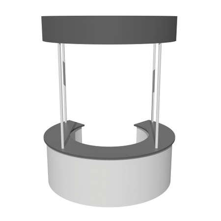 Stall or Kiosk Modern Reception Desk. Trade show booth white and blank. 3d render illustration...