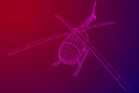 Helicopter aircraft vehicle. Wireframe low poly mesh vector illustration.のイラスト素材