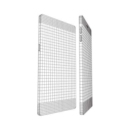 Smartphone mobile touch screen display. Polygonal geometric design connected lines. Wireframe low...