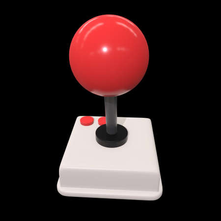 Retro video game controller gamepad joystick. 3d render illustration on black backgroundの写真素材