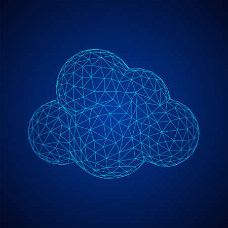 Concept of cloud computing service technology. Wireframe low poly mesh vector illustration