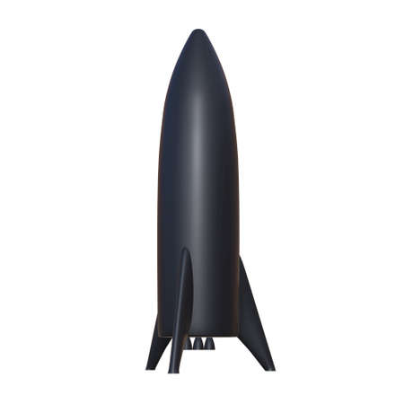 Modern Rocket Ready to Launch. Abstract model 3d render illustration isolated on white backgroundの写真素材
