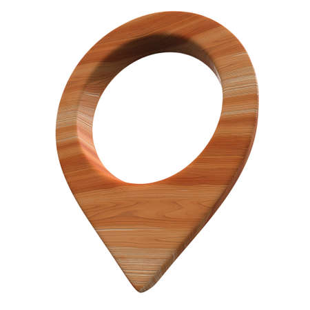 Geo map pin mesh. Place symbol GPS pictogram. 3d render illustration isolated on white backgroundの写真素材