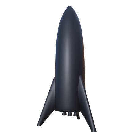 Modern Rocket Ready to Launch. Abstract model 3d render illustration isolated on white backgroundの写真素材