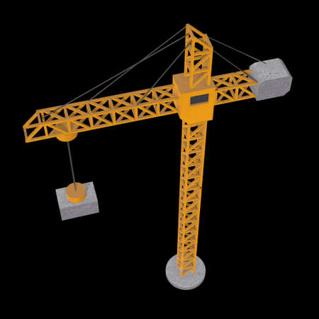Tower construction building crane. 3d render low poly isolated on white backgroundの写真素材
