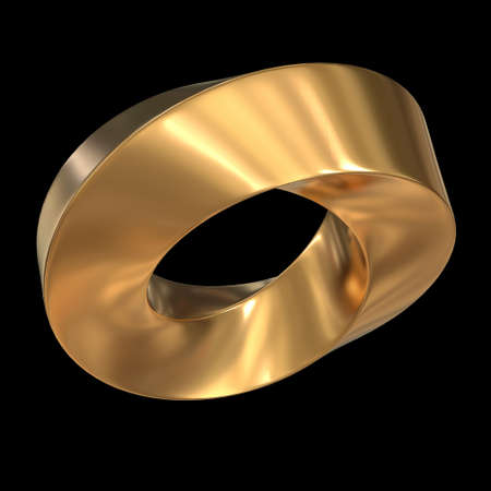 Mobius strip ring sacred geometry. Spatial figure with upturned surfaces. Optical illusion with dual...