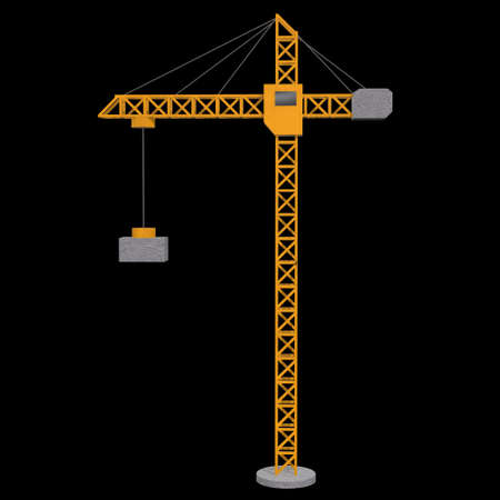Tower construction building crane. 3d render low poly isolated on white backgroundの写真素材