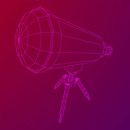 Astronomical telescope scientific instrument for exploring and discovering. Wireframe low poly mesh vector illustration.のイラスト素材