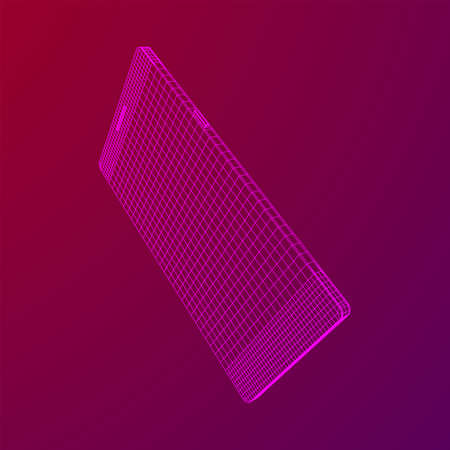 Smartphone mobile touch screen display. Polygonal geometric design connected lines. Wireframe low poly mesh vector illustration.のイラスト素材