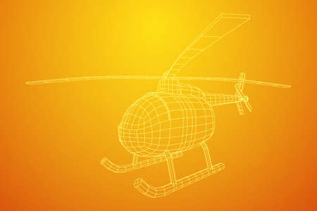 Helicopter aircraft vehicle. Wireframe low poly mesh vector illustration.のイラスト素材