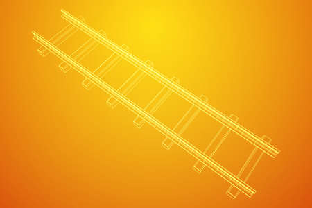 Straight rails. Railway wireframe low poly mesh vector illustrationのイラスト素材