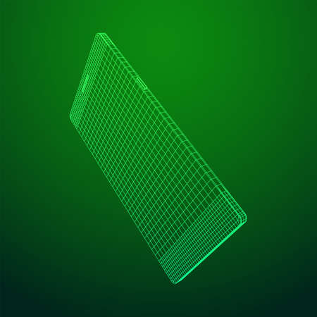Smartphone mobile touch screen display. Polygonal geometric design connected lines. Wireframe low...