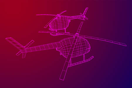Helicopter aircraft vehicle. Wireframe low poly mesh vector illustration.のイラスト素材