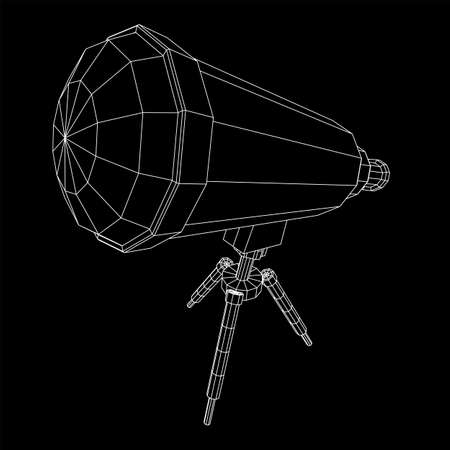 Astronomical telescope scientific instrument for exploring and discovering. Wireframe low poly mesh vector illustration.のイラスト素材