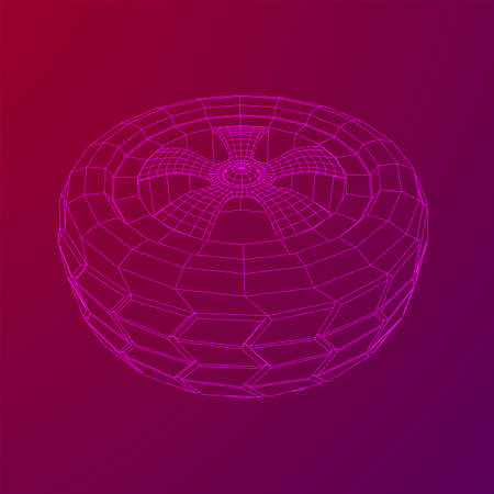 Automobile rubber car wheel tire and rim. Wireframe low poly mesh vector illustration. Auto service...