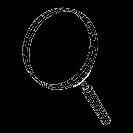 Magnifying glass. Business search concept. Wireframe low poly mesh vector illustrationのイラスト素材