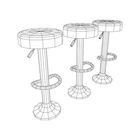 Retro vintage bar stool. High chair. Bar interior design. Wireframe low poly mesh vector illustrationのイラスト素材