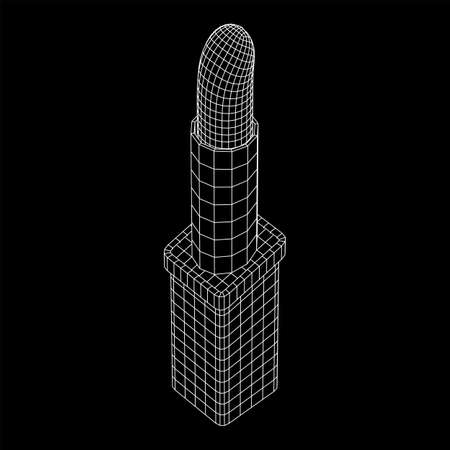Lipstick makeup concept. Wireframe low poly mesh vector illustrationのイラスト素材